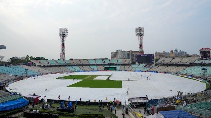 Eden Gardens Kolkata under cloudy skies ahead of KKR vs RCB IPL 2025 match.